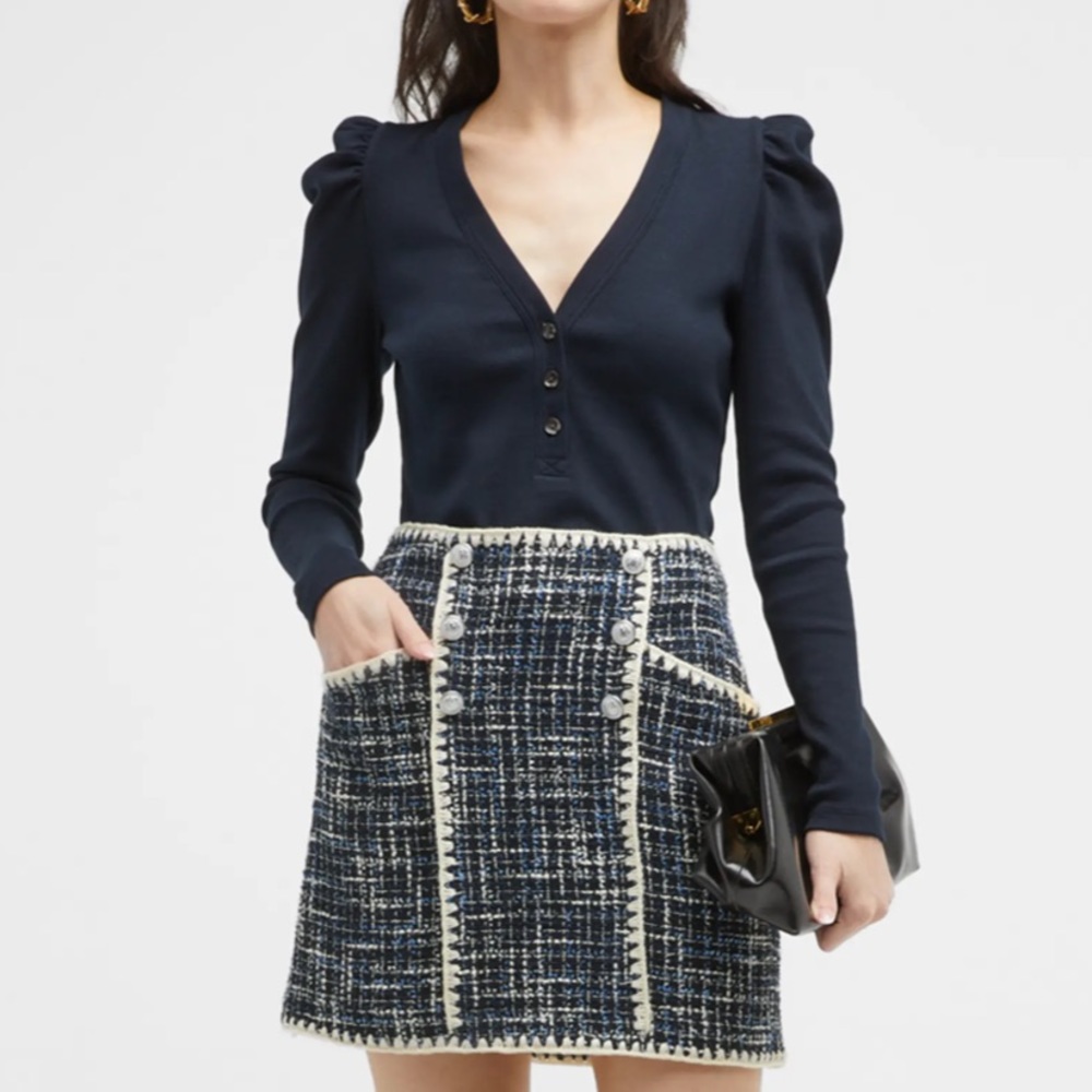 NWOT VERONICA BEARD MEDFORD TWEED NAVY MINI SKIRT! SIZE 4!
